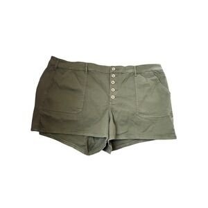 Torrid‎ Olive Green Twill Shorts Button Fly Utility Pockets Plus Size 26